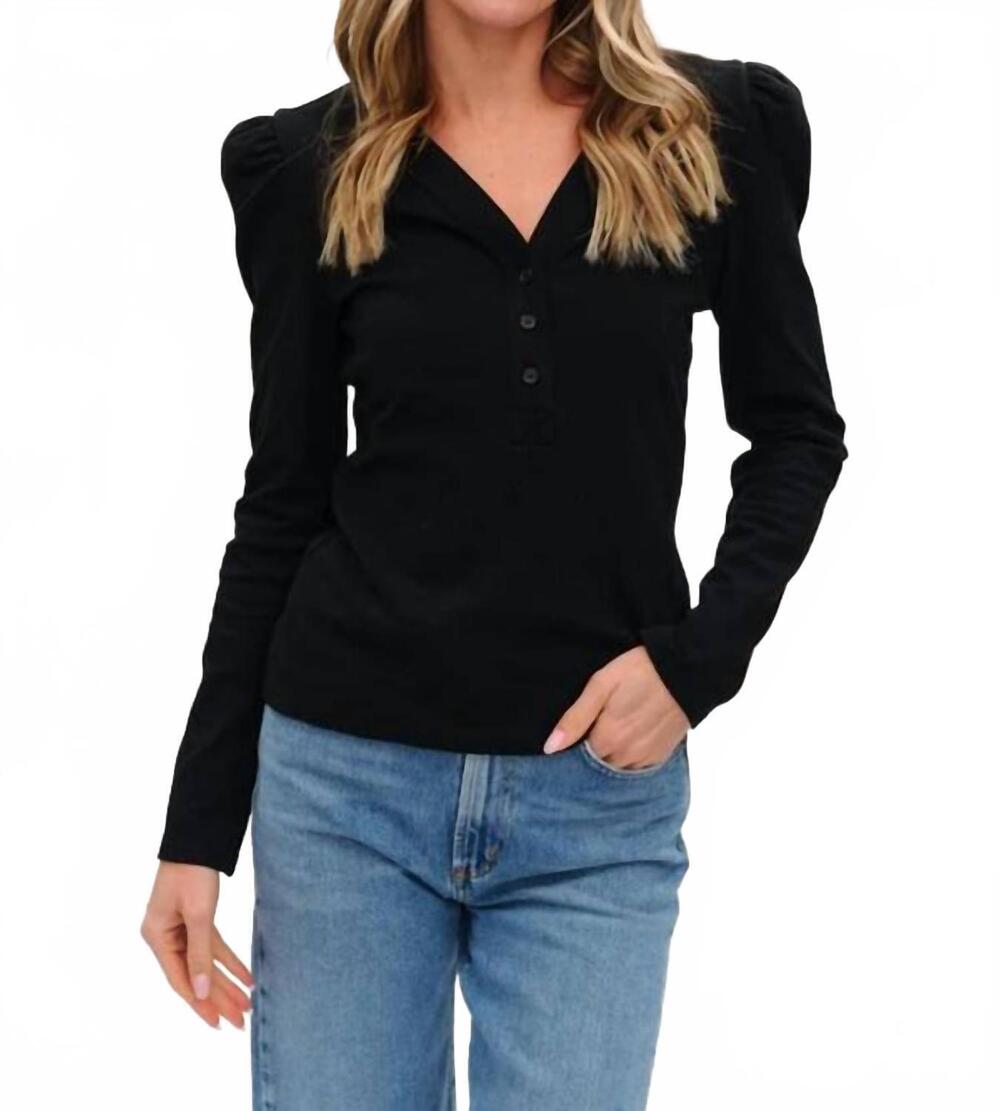 NEW SIX/FIFTY emily long sleeve ribbed top in black